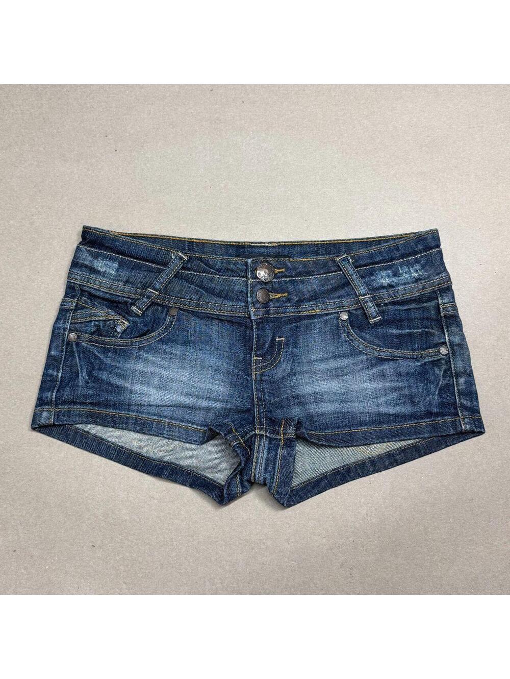 Vintage Y2K Low Rise Denim Micro Shorts Faded